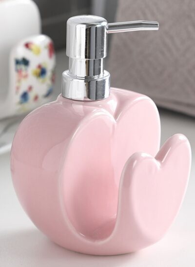Ceramic Heart-Shaped Pump Bottle with Sponge Holder