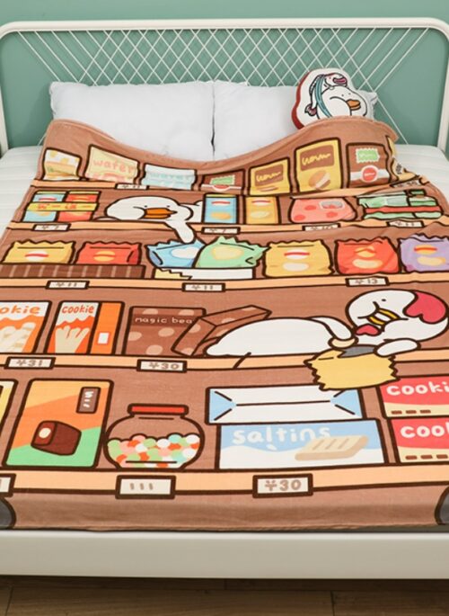 Flannel Blanket with Animated Snack Print