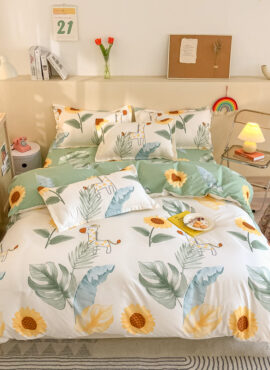 Monstera and Sunflower Set of Four Bed Linen