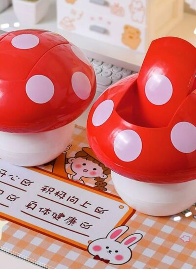 Plastic Mushroom-Shaped Desk Trash Bin