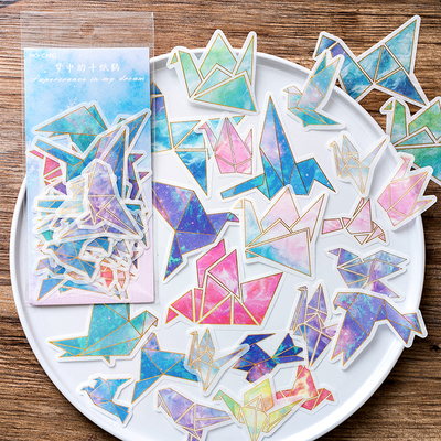 Colorful Paper Crane Stickers
