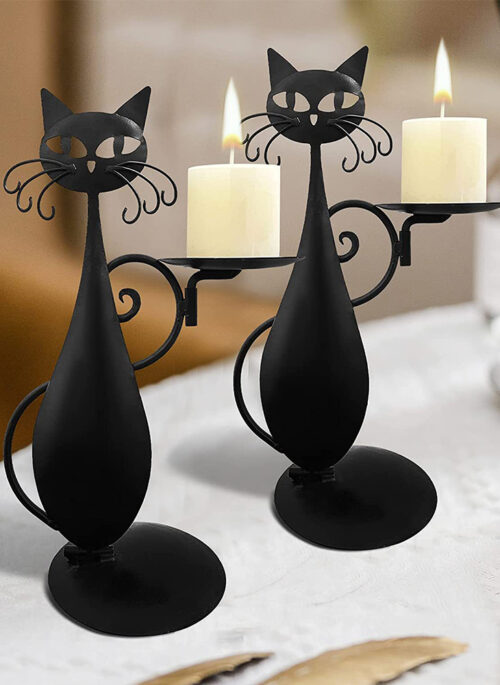 Iron Cat Candle Holder