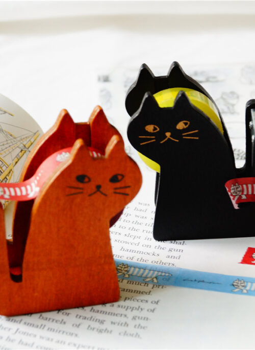 Mini Wooden Cat Tape Dispenser