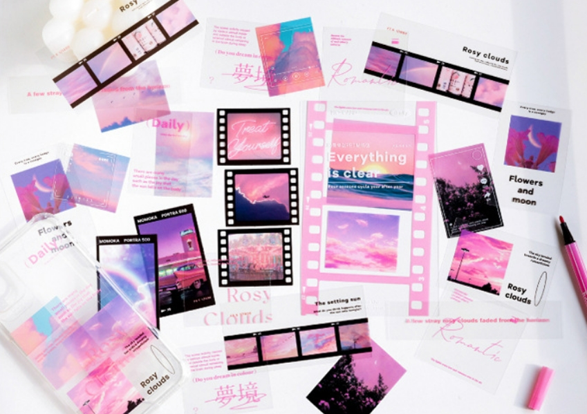 Pink Scenery Photo Film Sticker