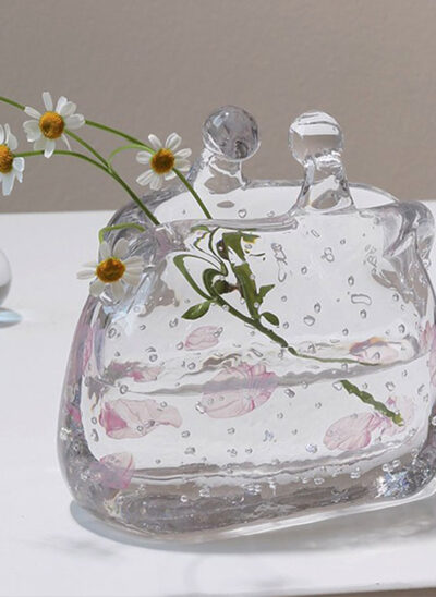 Glass Purse-Shaped Vase