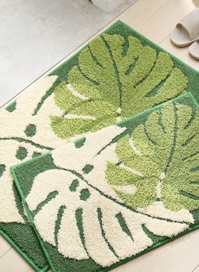 Bath Mat with Monstera Leaf Print