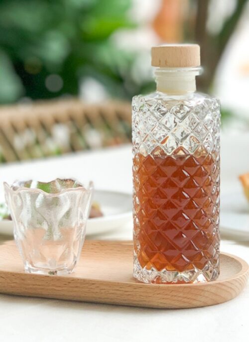 Diamond Patterned Mini Glass Bottle