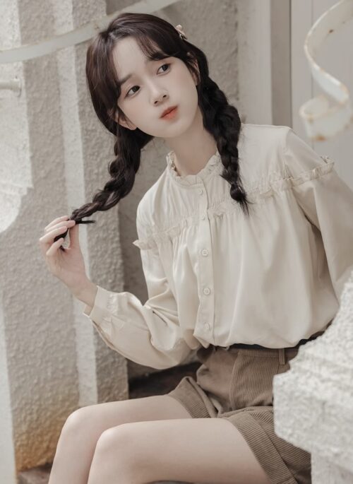 Apricot Chic Ruffled Blouse