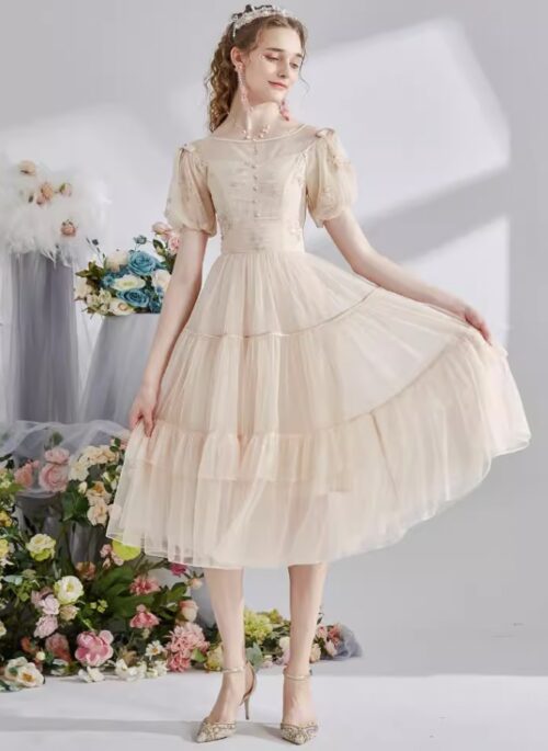 Apricot Gold HightWaisted A-Line Dress