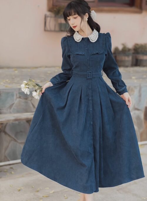 Corduroy Dress With Doll Collar