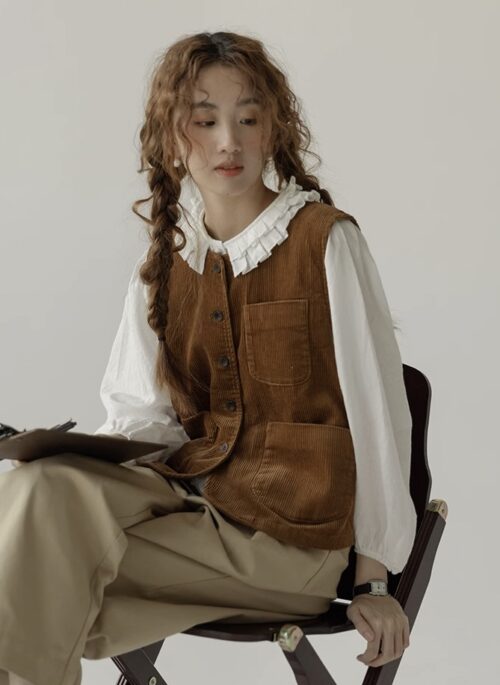 Corduroy Vest Layerd With Shirt