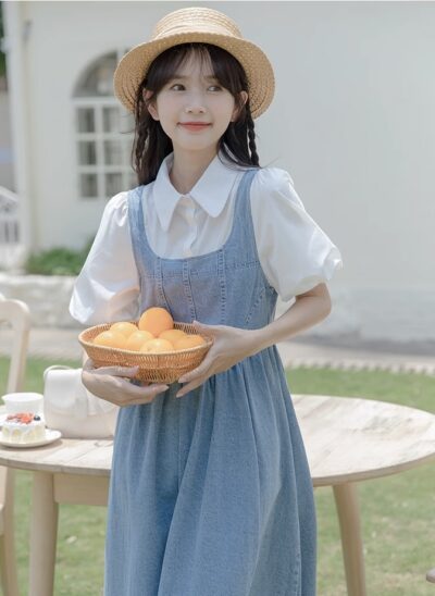 Countryside Denim Dress With Integrated Blouse