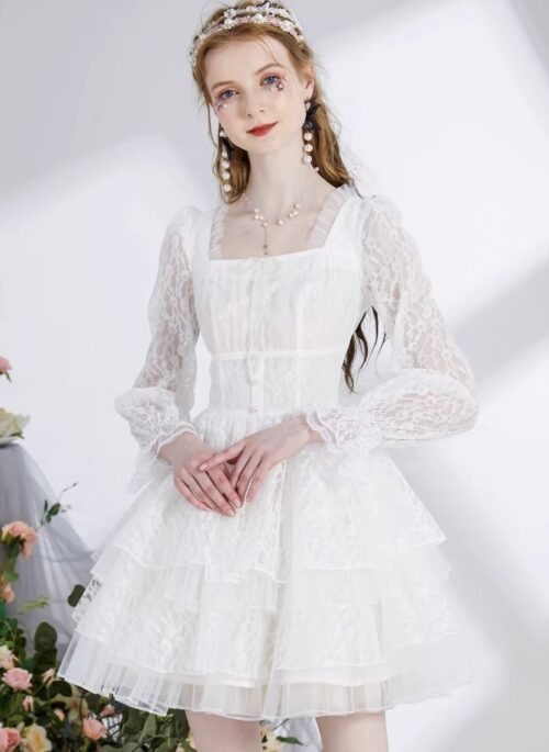 Princess Style Cake Dress With Square Neck