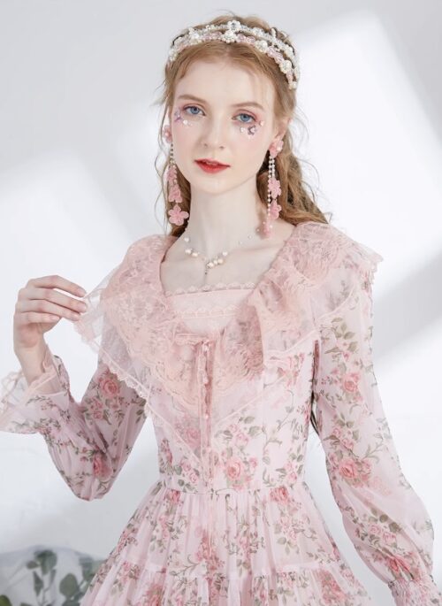 Short A-Line Dress With Flower Pattern
