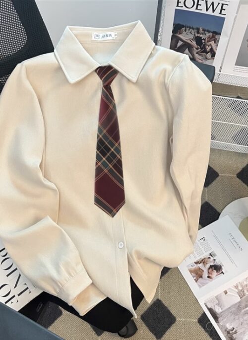 White Shirt With Tie College Style