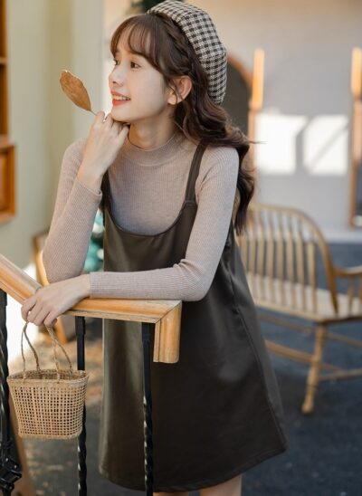 Brown Knitted Suit Dress