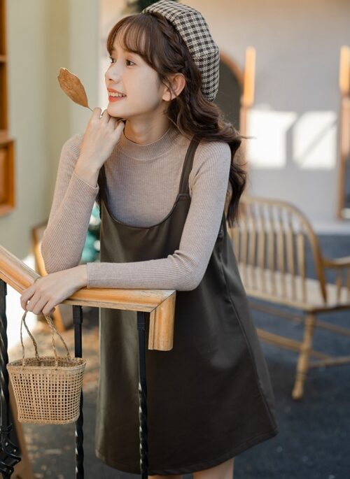 Brown Knitted Suit Dress