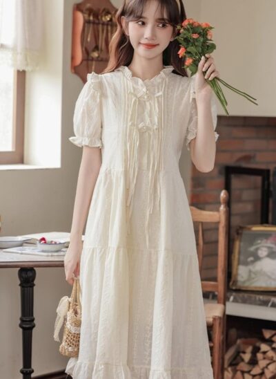 Short Sleeve Ruffled Doll Dress