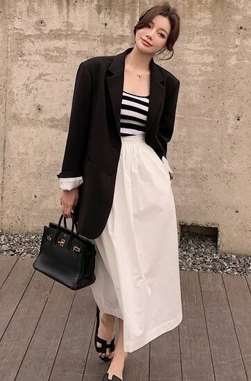 White Umbrella Long Length Skirt
