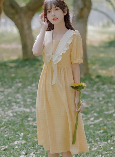 Yellow Sweet Collar Dress