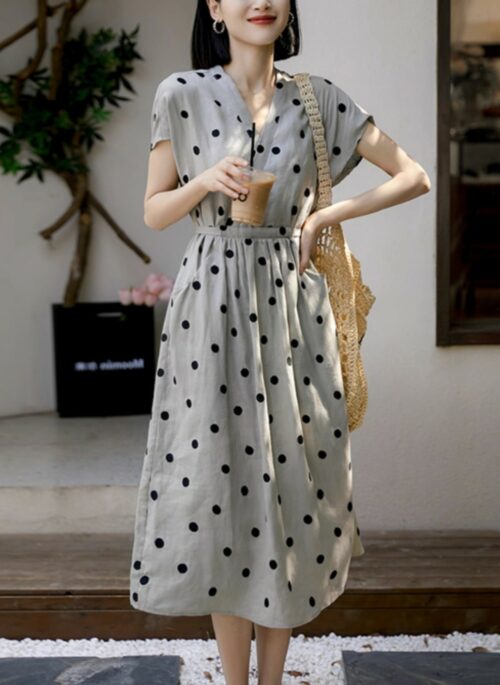 Polkadot Dress With Fitted Waist