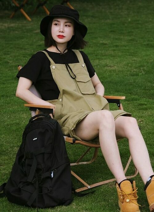 Casual Bib Shorts Romper With Pockets