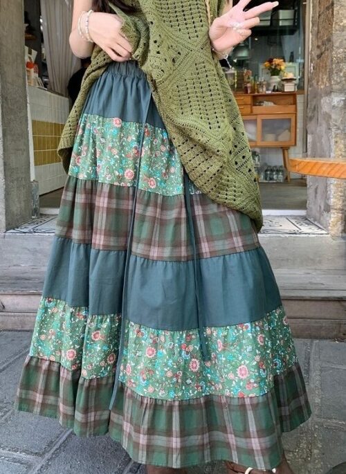 Floral Skirt With Elastic Waist