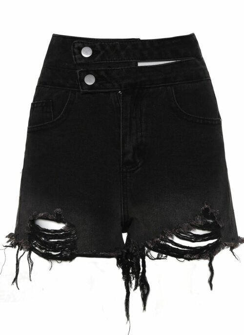 Black Ripped High Waisted Shorts