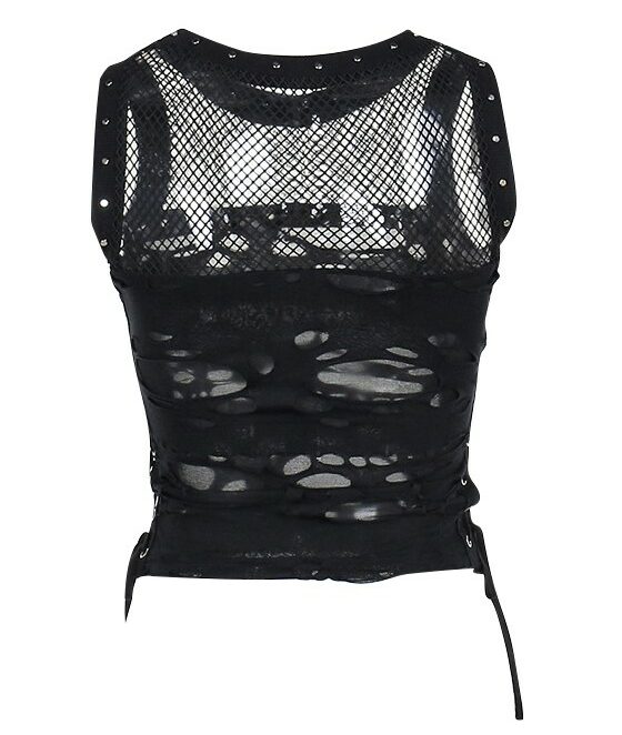Hollow Top With Metal Design And Side Tie