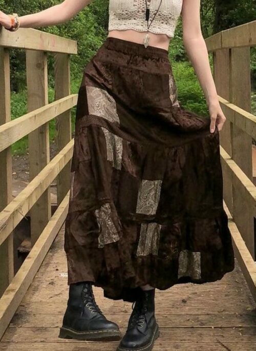 Printed Patchwork Skirt