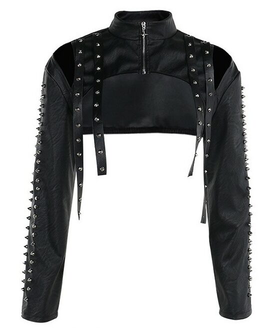 Short Jacket With Metal Spikes Design