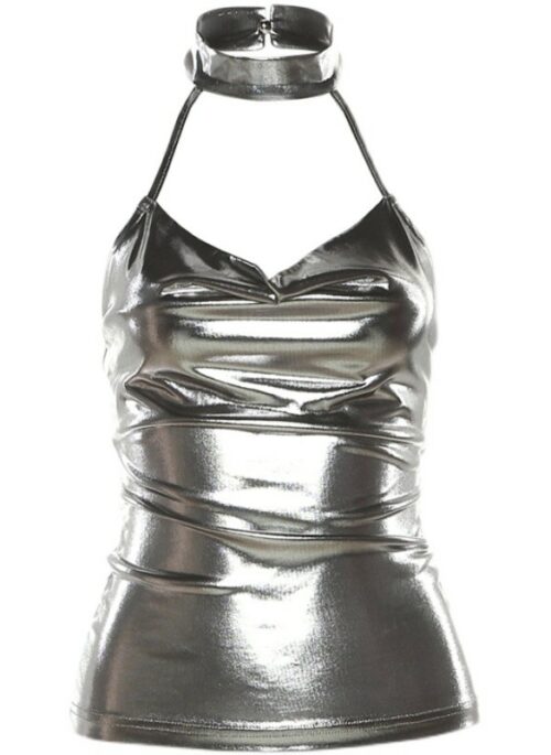 Silver Halter Neck Top