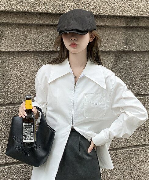 Plain White Collared Long Sleeves Shirt