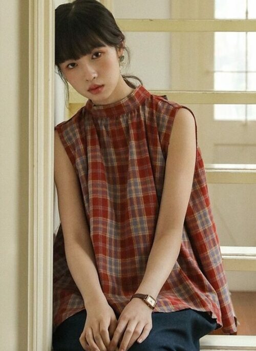 Red Plaid Camisole Sleeveless Top