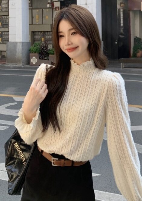 Apricot Long Sleeves Turtleneck Top