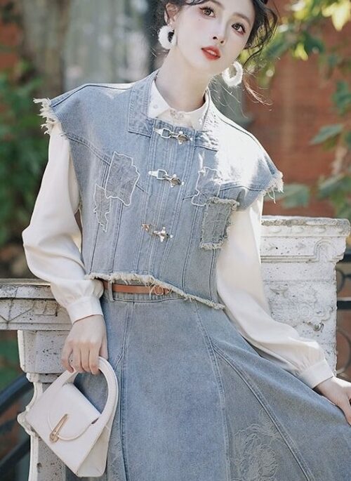 Blue Denim Ripped Style Vest