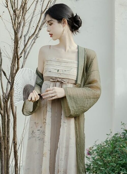 Khaki Chinese Style Sleeveless Dress
