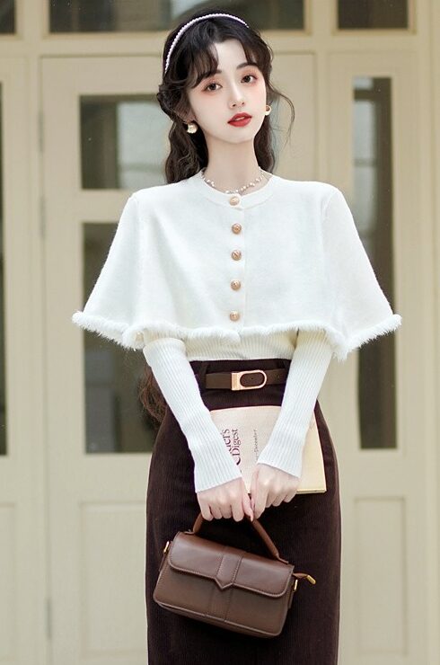 White Elegant Winter Three-Piece Set